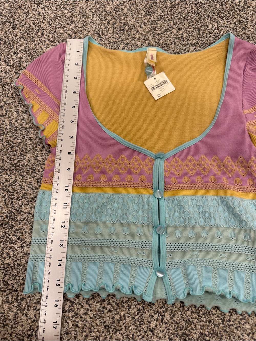 NWT Anthropologie Lyrebird Sz L/XL Cropped Seamless Textured Button Front Top - Picture 9 of 10